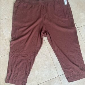 Plus Womens Old Navy 100% Cotton Linen Hi Rise Cropped Pants Pockets 4x